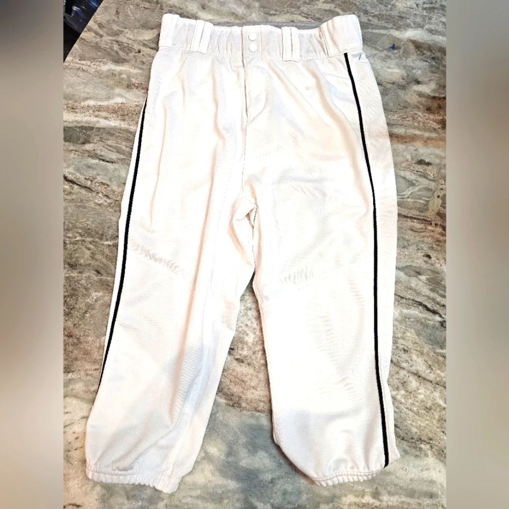 Adidas Baseball Pants Adult Medium White with Black Piping Elastic Cuff
